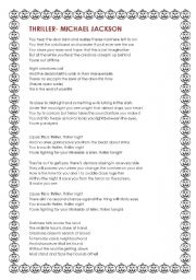 English Worksheet: Thriller- Michael Jackson