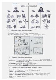 English Worksheet: Likes and dislikes