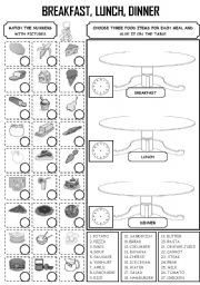 English Worksheet: Breakfast, lunch, dinner