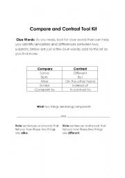 English worksheet: Compare and Contrast Tool Kit