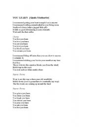English Worksheet: You Learn (Present Simple - fill in the gaps)
