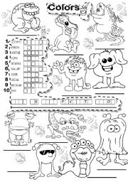 English Worksheet: BASIC COLORS PUZZLE