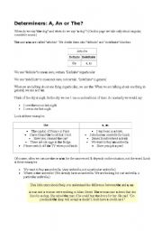 English Worksheet: Article Determiners
