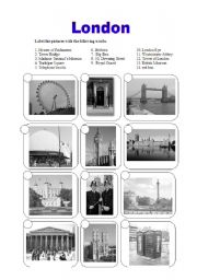 English Worksheet: London monuments b&w version 1/2 (21.07.09)