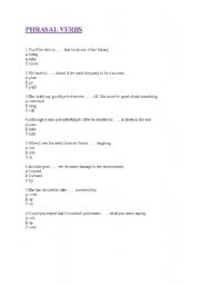 English worksheet: PHRASAL VERBS