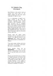 English Worksheet: St. Patricks Day - 17th March