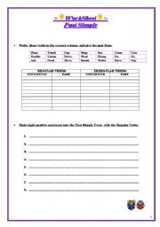 English worksheet: WORKSHEET.-PAST SIMPLE-