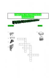 English Worksheet: FOOD CROSSWORD