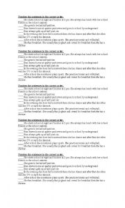 English Worksheet: adverbs of frequency , daily routine