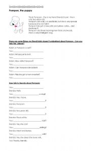 English Worksheet: Pompom the puppy