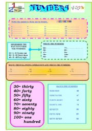 English Worksheet: NUMBERS