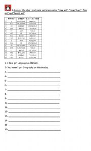 English worksheet: Talking about subjects