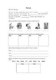 English Worksheet: Forces, pushes and pulls