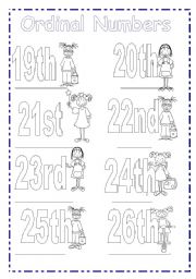 English Worksheet: Ordinal Numbers