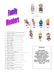 English Worksheet: Family Tree Vocabulary