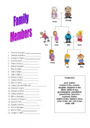 English Worksheet: Family Tree Vocabulary