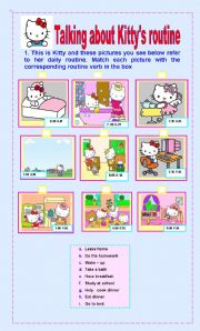 English Worksheet: Kittys daily routine