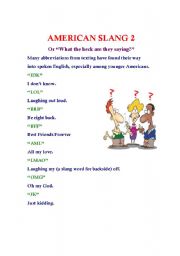 English Worksheet: American Slang 2 (or 