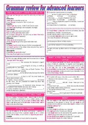 English Worksheet: Grammar review for advanced learners (keys included - completely editable)