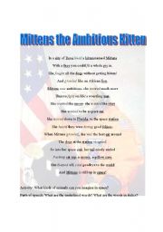 English Worksheet: Mittens the Ambitious Kitten