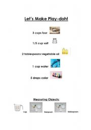 English Worksheet: Play Dough Recipe