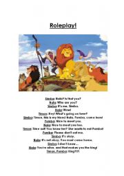 English Worksheet: Lion King Roleplay