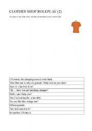 English worksheet: clothes sho role play version 2