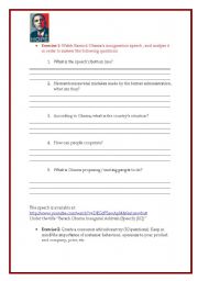 English Worksheet: Inauguration Speech