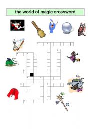 English Worksheet: The world of magic crossword