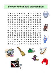 English Worksheet: The world of magic Wordsearch
