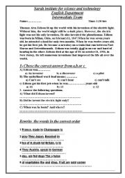 English worksheet: pre-intermediate