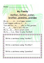 English worksheet: My family