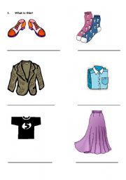 English worksheet: clothes game and quiz