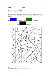 English Worksheet: Alphabet Color by Number: R