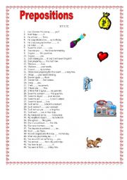 English Worksheet: Prepositions after verbs and adjectives