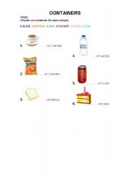 English Worksheet: CONTAINERS