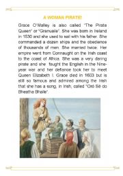 English Worksheet: A Woman Pirate!