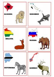 English Worksheet: COUNTRY CARDS SET 3