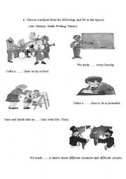 English Worksheet: School Subject