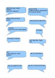 English Worksheet: at the doctors- making appointment