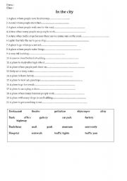 English worksheet: In the city