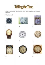English worksheet: Telling the Time