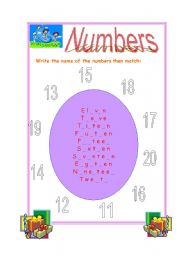 English worksheet: numbers