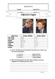 English worksheet: adjectives degree