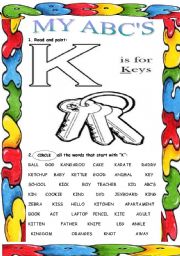 English Worksheet: My ABCs ( K )