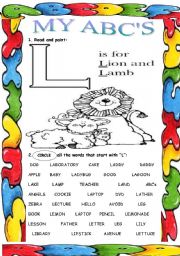English Worksheet: My ABC�s ( L)