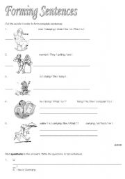 English Worksheet: Forming Sentences
