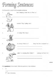 English worksheet: Forming Sentences