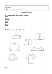 English worksheet: Revision Clothes Vocabulary