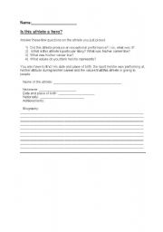 English Worksheet: The olympic athletes